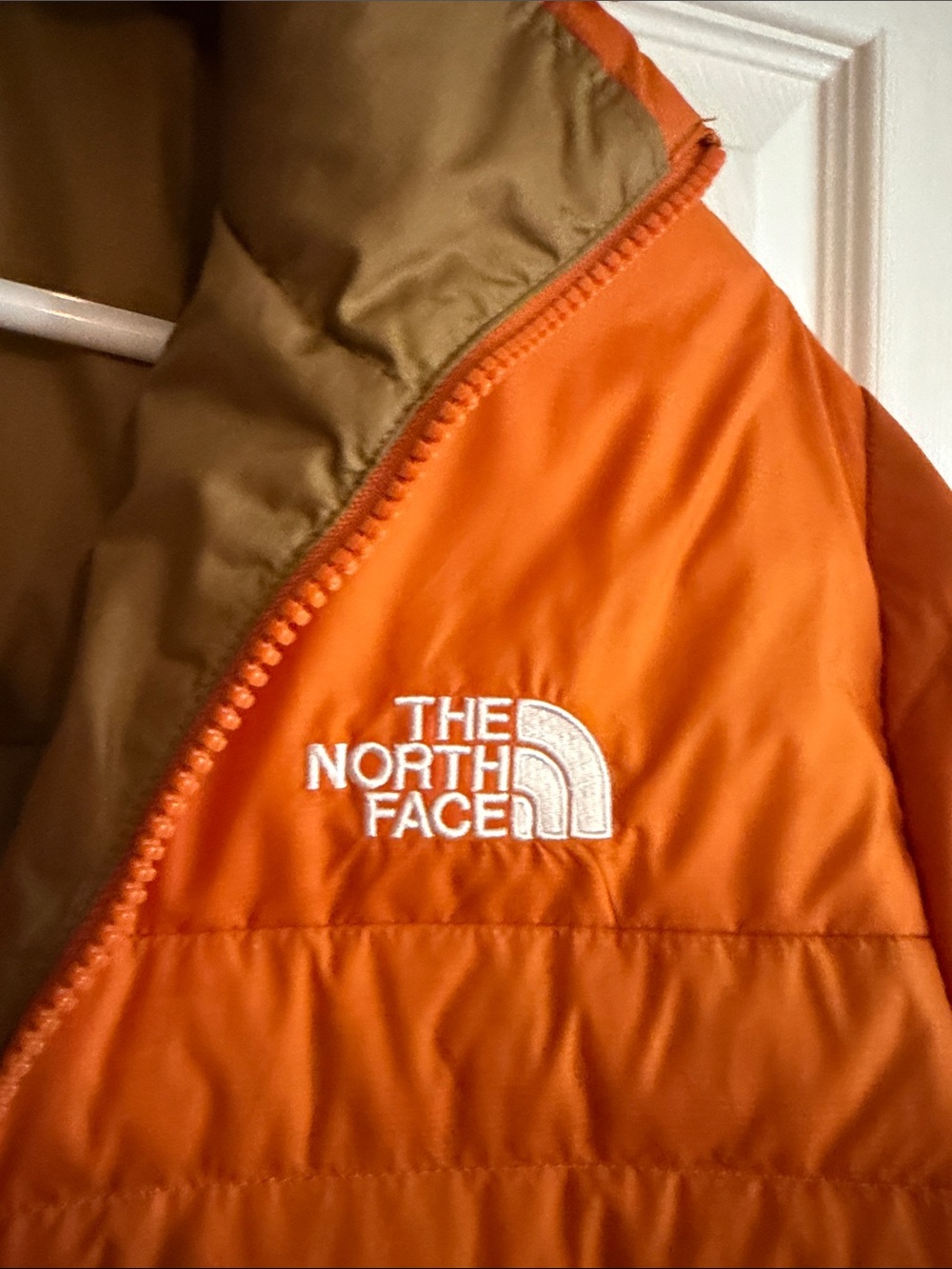 The North Face Men’s Orange Lightweight Quilted Puffer Jacket- Small